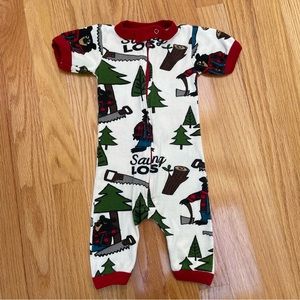 Lazy One red/ white short sleeve and short lumberjack/ bear pjs. Size 12 months.